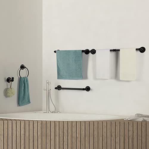 13-Pieces Towel Bar Set Black Bathroom Hardware Set Industrial Pipe Bath Towel Rack Accessories Kit Wall Hand Towel Bar, Toilet Paper Holder, Towel Ring, Robe Towel Hooks, Kitchen Tissue Paper Hanger - size: 13 Pieces