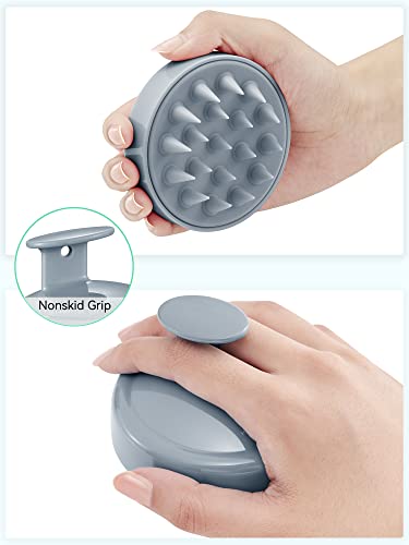 HEETA Scalp Massager Hair Growth, Soft Silicone Scalp Scrubber Shampoo Brush for Exfoliation, Dandruff Removal Head Massage Stress Relax, Wet & Dry Use for Thick Thin Curly Hair Care, Sky Gray - color: 04-sky Gray