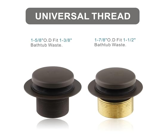 WELSAN Tub Drain Kit Bathtub Drain with Overflow Tub Drain Stopper Bronze | Tip-Toe, Single Hole, Oil Rubber Bronze,.Coarse thread replacement trim kit, fits 1-3/8 inch or 1-1/2 inch bathtub drain, ORB - color: Bronze, style: 1 Hole