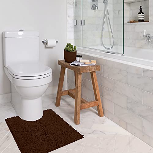 LuxUrux Bath Mat-Extra-Soft Plush Bath Shower Bathroom Rug,1'' Chenille Microfiber Material, Super Absorbent Shaggy Bath Rug. Machine Wash & Dry (20 x 20, Brown) - color: Brown, size: 20'' X 20'' U