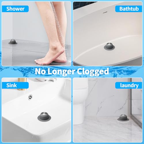 Aluvor Shower Drain Hair Catcher Bathtub Drain Cover Bathroom Sink & Bathtub Drain Protector for Pop-Up & Regular Drains | Bathroom Sink & Bathtub Drain Strainer for Pop-Up & Regular Drains - color: Drak Grey