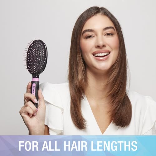 Conair Salon Results Hairbrush - Men and Women - Detangling Hair brush - ideal for curly or straight styles - features wire bristles and cushion Base - Pink/Black - color: Blush Pink, size: Wire Cushion Brush (Pack of 1)