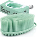 Avilana Silicone Body Scrubber for Shower – SGS Certified Food Grade Dual Sided Bath Brush, Gentle Exfoliating Silicone Loofah Alternative, Sensitive Skin Body Brush (Green-Silver, Massage) - color: Green-silver, size: Massage