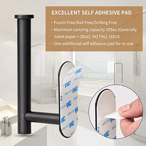 LAYUKI Toilet Paper Holder,Adhesive,Matt Black,Wall Mount,Toilet Paper Roll Holder,no Drilling,Bathroom/Rv/Washroom, SUS 304 Stainless Steel, Rustproof (Black, 1 Piece) - color: Black, size: 1 Piece