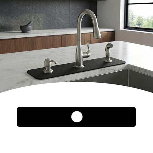 Cuttable Kitchen Sink Faucet Mat: 24" Lx4 W Splash Guard with Center Hole | Customizable Absorbent Non-slip Fabric Rubber Mat, Cut to Fit 2,3,4 Holes Irregular Sink with Soap Dispenser Air Gap - size: 24''Lx4''W