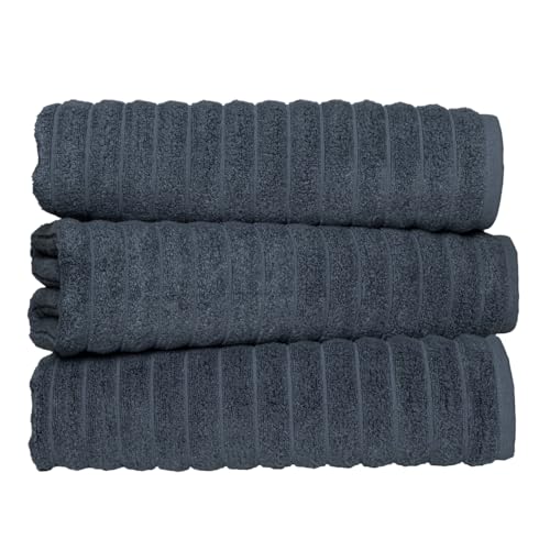 Classic Turkish Towels CTT - Luxury 3 Piece Jumbo Bath Sheets, 100% Turkish Cotton, Absorbent & Ultra Comfy Bath Towel Sheets for Hotels & Spa | 40"x65" (Dark Blue) - color: Dark Blue, size: 3-Piece Bath Sheets
