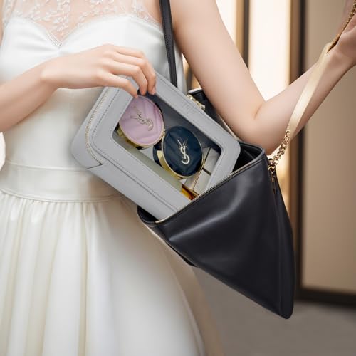 NGIL Clear Faux Leather Travel Toiletry Bag, Makeup Bag Organizer for Women, Clear Window & Gold Zipper Makeup Bag, Road Trip Essential, Skincare, Cruise Ship Essentials (Grey) - color: Grey