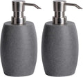 Clasin Home Sandstone Textured Resin Soap Dispenser with Metallic Pump and Waterproof Bottle Labels for Bathroom Kitchen Dish Hand Wash Shower Lotion Shampoo, 12 Oz, 2 Sets Gray - color: Dark Gray_2 Pcs