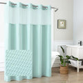 Mrs Awesome No Hook Shower Curtain with Snap-in Liner, Embossed Waffle Design Fabric Shower Curtain for Bathroom, Soft & Lightweight, 71x74, Sky Blue - color: Sky Blue, size: 71"W x 74"L (Pack of 1)