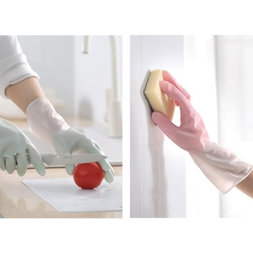3 Pairs of Silicone Cleaning Gloves – Waterproof, Durable, and Flexible for Dishwashing and Household Cleaning - color: 1 Pair Pink+1 Pair Blue+1 Pair Green, size: Large