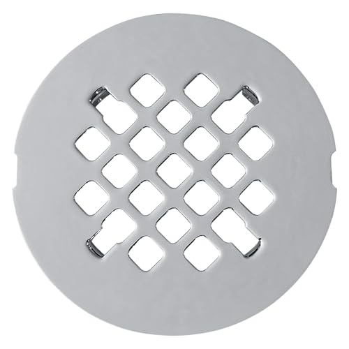 4 ¼” Chrome Snap-in Shower Drain Cover -Solid Brass Construction - 4.25" OD Premium Round Grate Strainer - Easy Install - Professional Grade and Durability - Polished Finish - color: Chrome