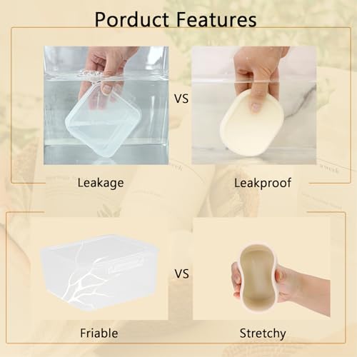 Silicone Travel Soap Case, Small Travel Soap Container, Shampoo Bar Case | with Draining Layer, Portable Bar Soap Holder (Small Off White) - color: Small Off White