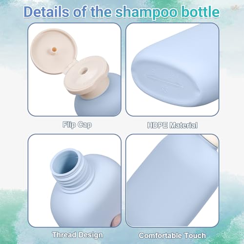 8.8 oz Plastic Travel Shampoo Bottles, Empty Plastic Squeeze Bottles with Flip Cap for Toiletries, Leakage-proof Travel Shampoo and Conditioner Bottles - color: Blue+Green, size: 8.8 ounces