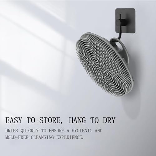 INNERNEED Food-Grade Soft Silicone Body Scrubber Shower Brush Handheld Cleansing Skin Brush, Gentle Exfoliating and Lather Well (Black+Gray) - color: (Set) Black+gray