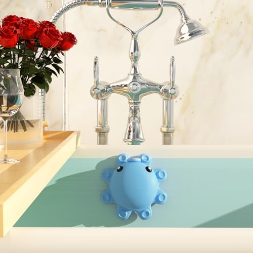 Bathtub Overflow Drain Cover - Silicone Bathroom Overflow Cover for Bath Tub, Bathroom Spa Accessories, Adds Inches of Water for Deeper Bath，Baby Blue - color: Baby Blue