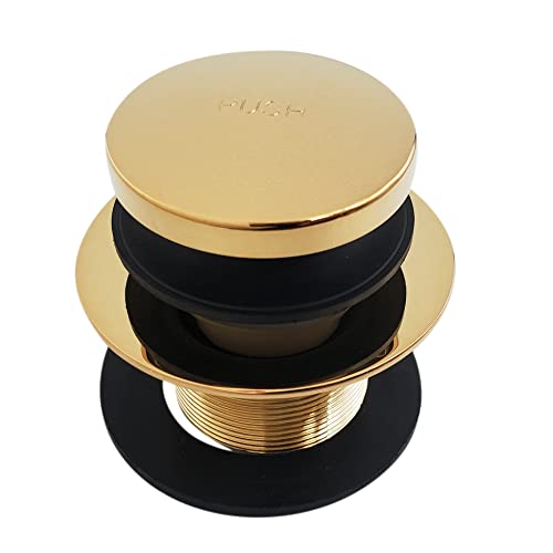 Westbrass A931K-01 Universal 1-3/8" Fine Thread Tip-Toe Bathtub Drain Plug Trim Set with One-Hole Overflow Faceplate and 1-1/2" Adapter Bushing, Polished Brass - color: Polished Brass