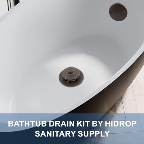 HIDROP Oil Rubbed Bronze Tub Drain Lift and Turn, 2-Hole Overflow Faceplate | Stainless Steel Tub Drain, Universal Fine/Coarse Thread fit 1-3/8" or 1-1/2" Tub Drain, Bathtub Drain Replacement Trim Kit - color: Bronze