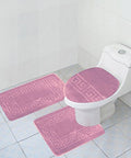 WPM WORLD PRODUCTS MART 3 Piece Bath Rug Set Pattern Bathroom Rug (20"x32")/Large Contour Mat (20"x20") with Lid Cover (Pink) - color: Pink
