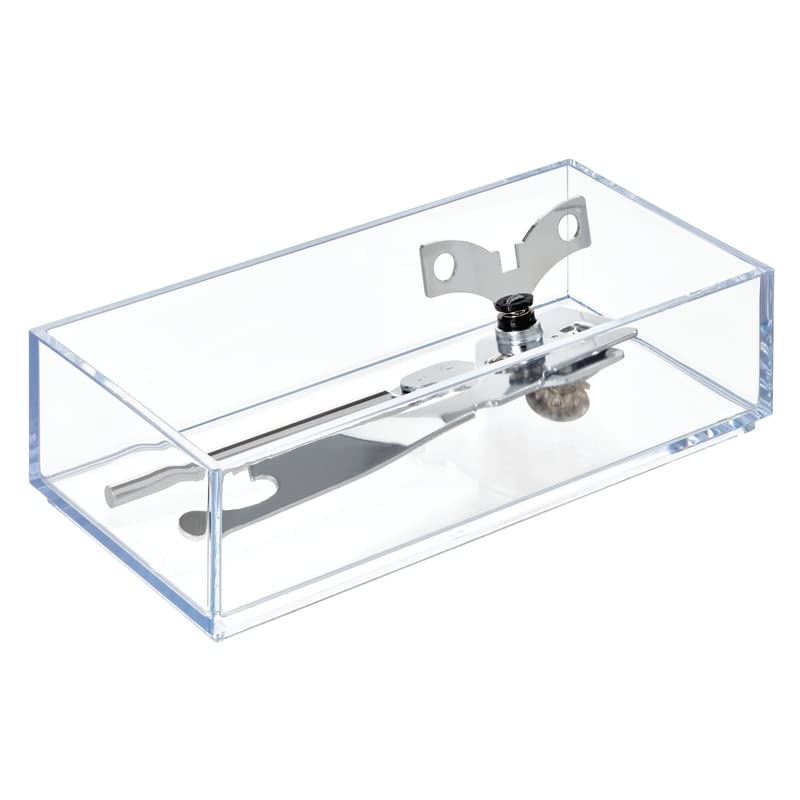 iDesign Clarity Collection Vanity Tray Organizer, 4" x 8" x 2", Clear | Small, Decorative, For Bathroom, Bedroom, Closet, Entryway, Countertop - size: Small