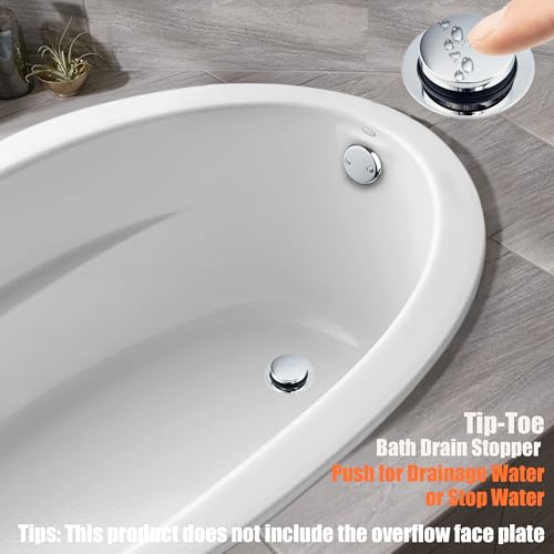 Artiwell Tub Drain, 2 in 1 Pop-up Bathtub Plug with Hair Catcher, Easy Installation Bath Drain Stopper with Strainer, Chrome Plated - color: Chrome Plated