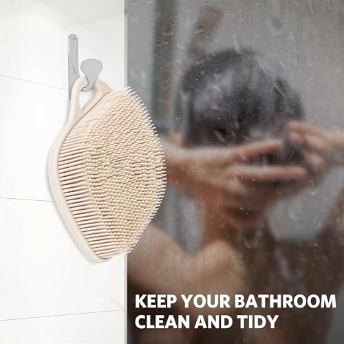 Sndyi Silicone Body Scrubber, Gentle Exfoliating Body Scrubber for Sensitive Skin, Leaf Shaped Shower Scrubber for Body with Lathering Bristles, Silicone Loofah Body Brush for Showering, Oatmeal - color: Oatmeal
