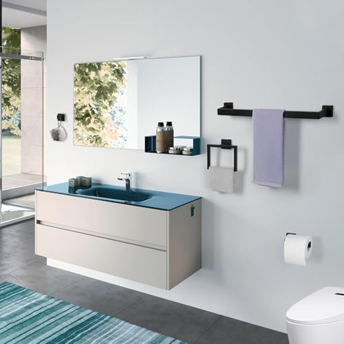 Cilee 10-Pieces Bathroom Hardware Set - Matte Black Bathroom Accessories, 24 Inch Towel Bar, Square Towel Ring, Toilet Paper Holder, Towel Hook, Wall-Mounted Stainless Steel Towel Bar Rack Set - color: 10 - Matte Black, size: 10 Pieces