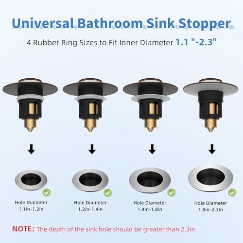 iFealClear Metal Universal Bathroom Sink Stopper, Upgraded Stainless Steel Sink Drain Strainer for 1.1''~2.36" Basin Pop Up Drain Strainer, Anti-Clogging Filter Basket, Oil Rubbed Bronze - color: Oil Rubbed Bronze