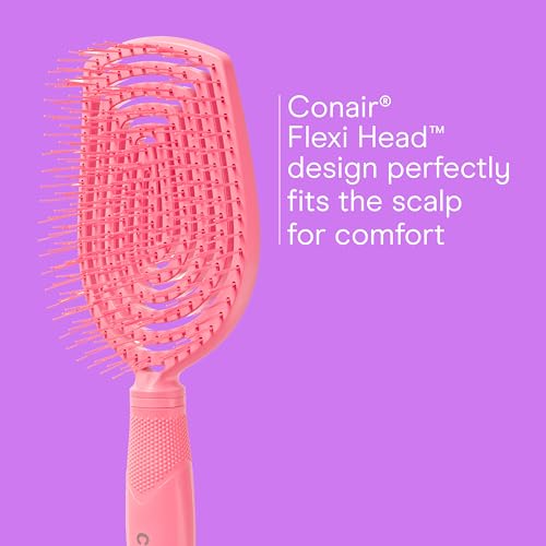 Conair Scalp Care Detangling hairbrush - Curly Hair Brush - Scalp Massager - hairbrushes for women & men - detangler for all lengths and types - can use wet or dry - Pink Pulse - color: Pink Palse, size: 1 Count (Pack of 1)