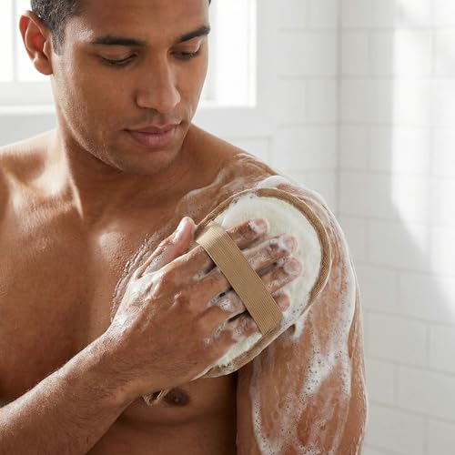 Premium Egyptian Loofah 3-Pack-3-Color Individual Hygiene Set for Family,Natural Organic Exfoliator Body Scrubber,Skin-Friendly Spa Bath Sponge with Hand Strap for Deep Cleansing - color: White,brown,black