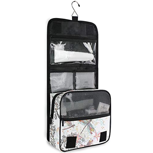 senya Hanging Travel Toiletry Bag Kit Makeup Case Cosmetics Organizer for Men Women - color: Flowers And Dragonfly