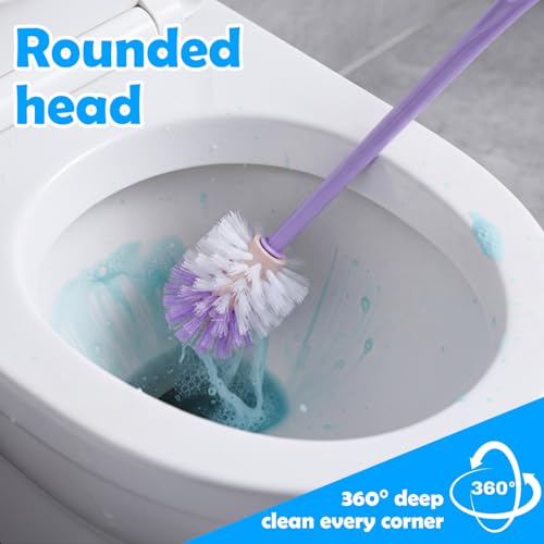 12 Pcs 17.3 Inch Purple Toilet Brush Bulk with Hook Hole Long Handle Toilet Bowl Cleaner Scrubber for Bathroom Household Cleaning Supplies Christmas Home Gifts - color: Purple