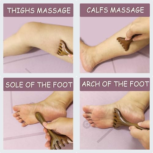 Head Massager Scalp, Wooden Scalp Massager, Foot Massage Tool | with storage pouch, natural Sandalwood, masajeador de cabeza, scalp massage for stress relax, foot massage for muscles relax