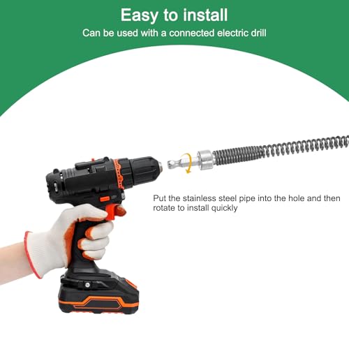 uxcell 1 Pcs Drain Clog Remover 78.7 inch 2 M 10mm Thick, Drain Augers Hair Remover Spring Cable with Electric Drill Connector, Plumbing Snake for Kitchen Sink, Bathtub Drain Toilet - size: 78.7 Inch