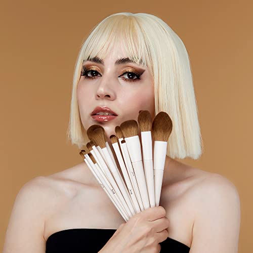 Jessup Makeup Brushes 14Pcs Makeup Brush Set Premium Synthetic Powder Foundation Contour Blush Concealer Eye Shadow Blending Liner Make Up Brush Kit Light Grey T329 - color: A-Light Grey-14pcs, size: Full Brush Set