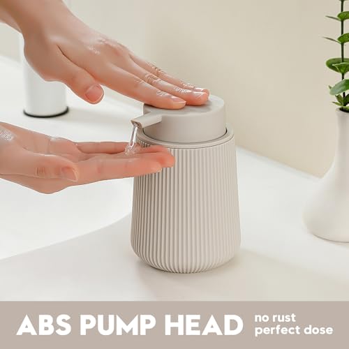 YAUKPH Striped Liquid Hand Soap Dispenser with Leak-Proof Pump for Bathroom and Kitchen Countertop 11oz Beige - color: Beige, size: Liquid Dispenser