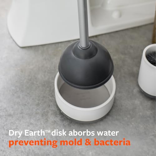 Full Circle Royal Plunge - Bathroom Toilet Plunger with Ceramic Holder and Instant-Dry Coating for Mold & Mildew Prevention, Easy to Clean & More Hygenic, White - color: Starter Kit, style: Plunger