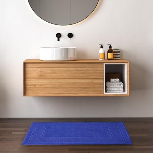 Avalon Towels Blue Bath Mat - 100% Cotton Set of 2 Absorbent Bathmat - Bathroom Mats Quick Dry Bath Mats for Bathrooms (22x34 Inches) - color: Blue, size: Pack of 2
