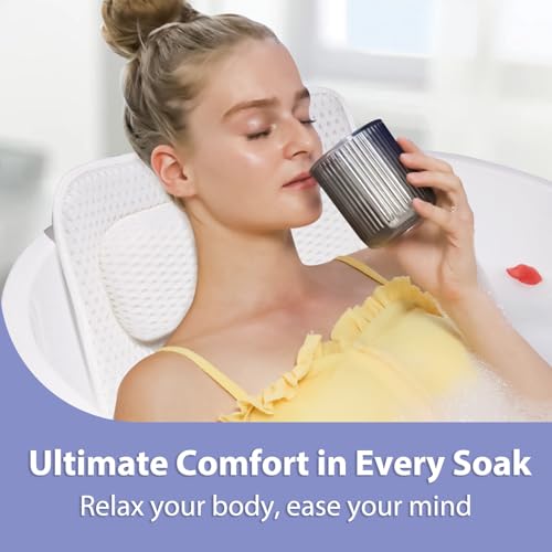 Full Body Bath Pillow for Tub, Luxury Bathtub Pillow for Full Back, Head and Neck Support, Quick Dry Bath Cushion, 168 Suction Cups, Bathtub Accessories for Gift