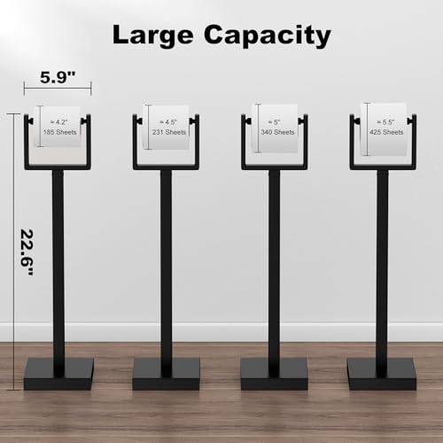 Black Toilet Paper Holder Stand，Stainless Steel Toilet Paper Holder Free Standing，Stable Weighted Base Floor Tissue Roll Holder for Bathroom，Modern Pivoting Toilet Paper Stand - color: Black