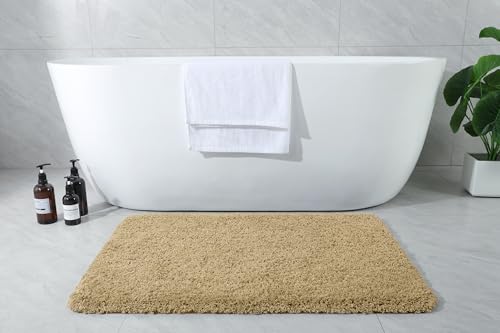 AROGAN Luxury Long Bathroom Runner Rug, 24x36 Inch Thick Soft and Absorbent Non Slip Bath Mat, Rubber Backing Quick Dry Rugs Carpets, Machine Washable Plush Mats for Shower Floor, Beige - color: Beige, size: 2' X 3' (24" X 36")
