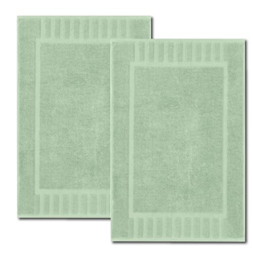 White Classic Luxury Bath Mat Floor Towel Set - Absorbent Cotton Hotel Spa Shower/Bathtub Mats [Not a Bathroom Rug] 22"x34" | 2 Pack | Mint Green - color: 10: Mint Green