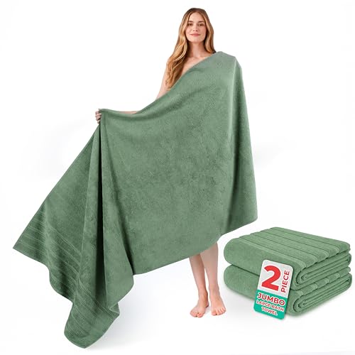 American Soft Linen 100% Cotton Luxury Turkish Towels, 2PC 35x70 Bath Sheet | Soft Absorbent Quick Dry OEKO Tex Standard 100 Certificated Durable Machine Washable Breathable Premium Hotel Quality - color: Sage Green, size: 2 PC (35"x70")