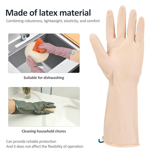 8Pairs Rubber Dishwashing Gloves, 13 Inch Long Household Cleaning Gloves Reusable with Hanging Hook and Nonslip Texture for for Washing Dishes and Cleaning Tasks, Flexible Longlasting and Nonslip