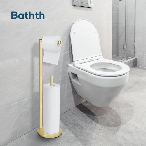 Toilet Paper Holder Stand,Toilet Paper Holder Free Standing,Gold Toilet Stand Holder for 4 Rolls,Toilet Paper Storage by Bathth - color: Gold