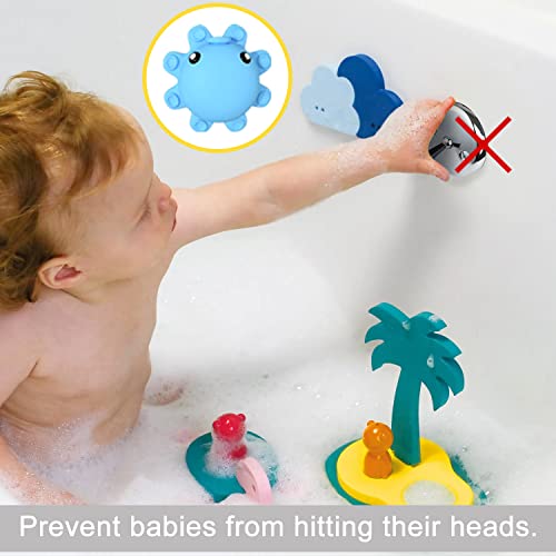 Bath Tub Overflow Drain Cover- Silicone Bathtub Overflow Cover with Suction Cups, Tub Drain Block Adds Inches of Water for Deeper Bath, Cute Bathroom Accessories, Blue - color: Blue