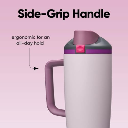 Owala FreeSip Tumbler Insulated Stainless Steel Water Bottle with Built-in Straw and Side Handle, For Travel, Work, School, and Sports, BPA Free, Leak Proof, 40oz, Dreamy Field - color: Dreamy Field, size: 40 Ounces