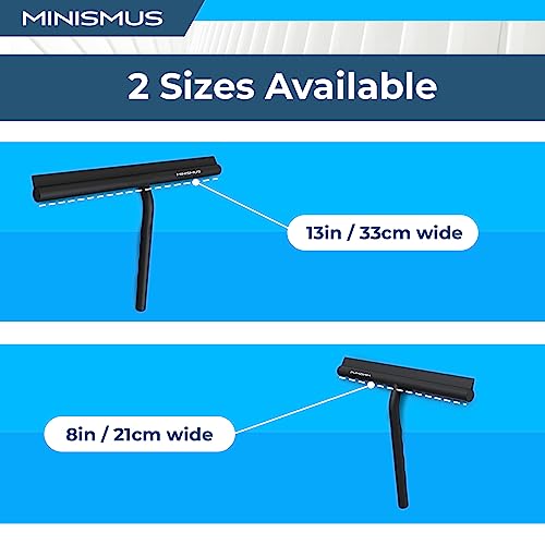 Minismus Shower Squeegee with Magnetic Hook - Silicone Window Wiper with Adhesive Wall Mounted Hanger - Shower Squeegee for Glass Doors - Rubber Squeegee - Shower Glass Cleaner (8.25 inches, Black) - color: Black