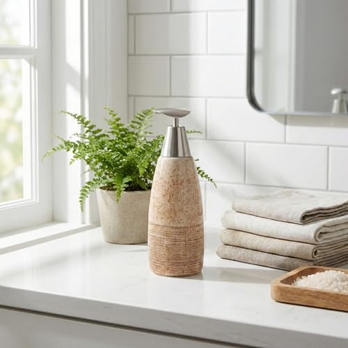 BOPPIE Ceramic Soap Dispenser, Modern Countertop Hand & Dish Soap Dispenser for Bathroom/Kitchen, Refillable Liquid Soap Bottle with Rust Proof Pump (Ceramic Style B) - color: Ceramic Style B