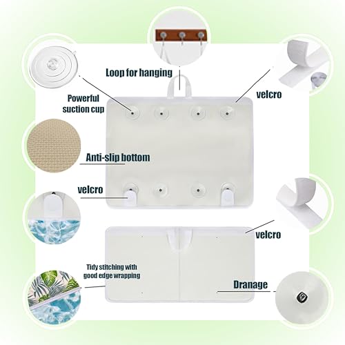 Supa Ant Bath Kneeler –8 Suction Cups & 2" Padding.Certified Non Toxic Bath Kneeling Pad for Bath Tub & 5 Bath Toy Organizer. Fast Dry Baby Bath Kneeler and Elbow Rest Pad Set Leaf - color: Green Leaf With White Pockets