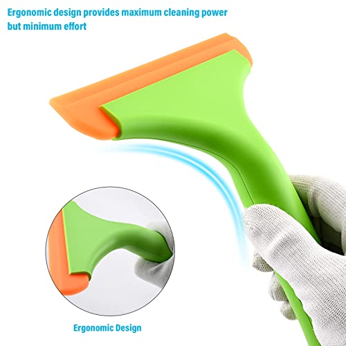 Gomake Small Silicone Squeegee Window Shower Squeegee,Auto Water Blade Squeegee for Shower Glass Door,Car Windshield, Window, Mirror, Bathroom,Countertop Cleaning - color: Green+orange